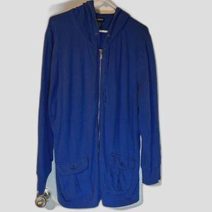 Lane Bryant Gorpcore Casual Zipper Pockets Hooded Fleece Royal Blue Jacket 18/20